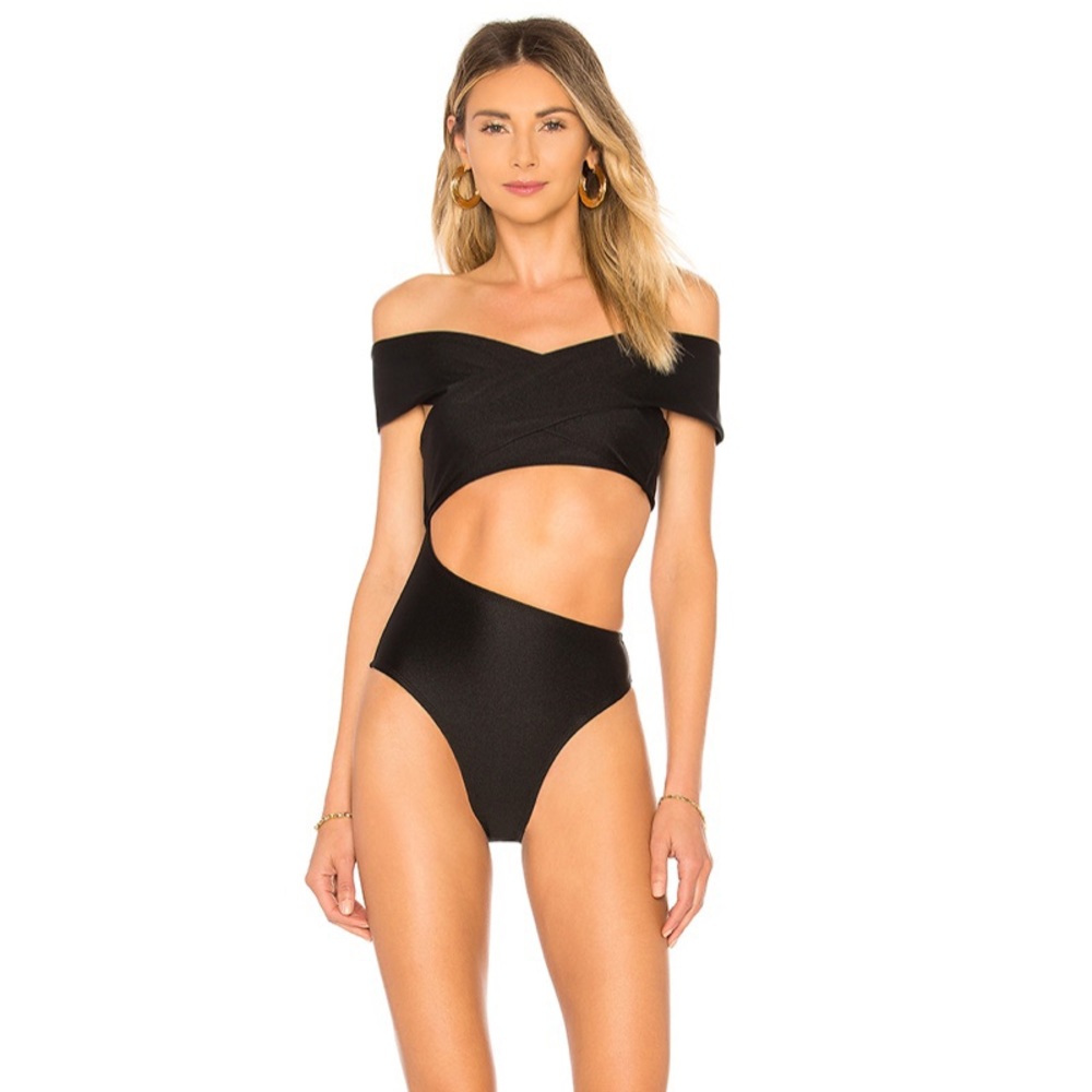 REVOLVE Black One-Shoulder Cutout One-Piece Swimsuit